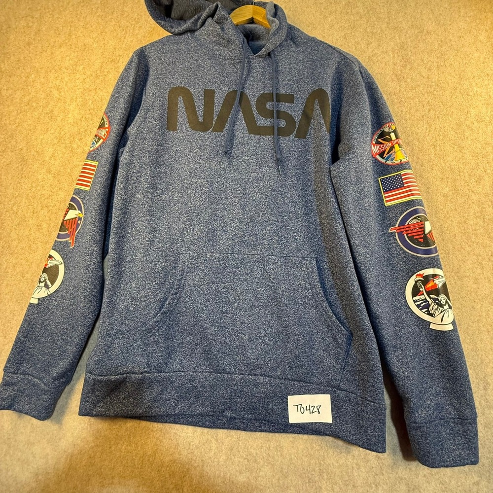 Aldrin Family Foundation NASA Hoodie Blue Heather Space Mission Patches Mens S